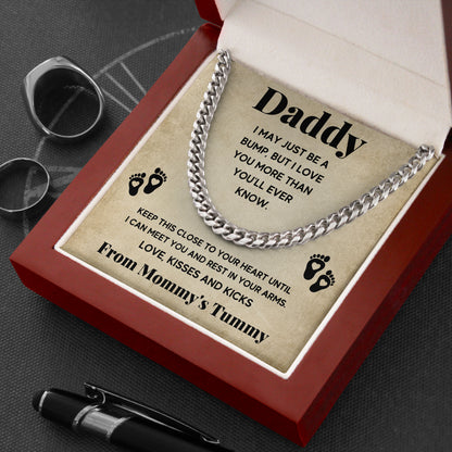 To My Daddy Cuban Link Chain Necklace with Box, Father's Day, Birthday Gifts