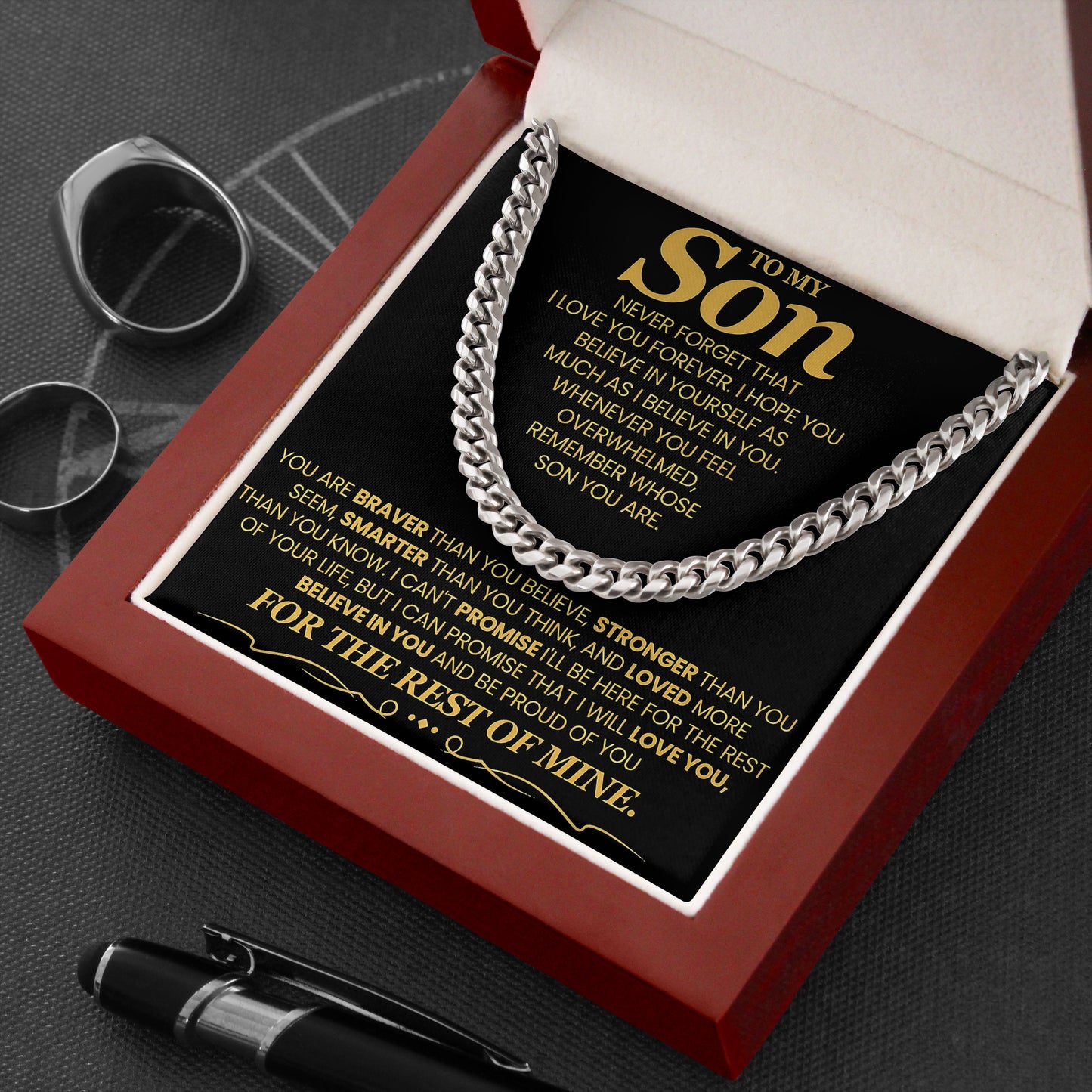 To My Son Cuban Chain Necklace Gift for Birthday and Anniversary