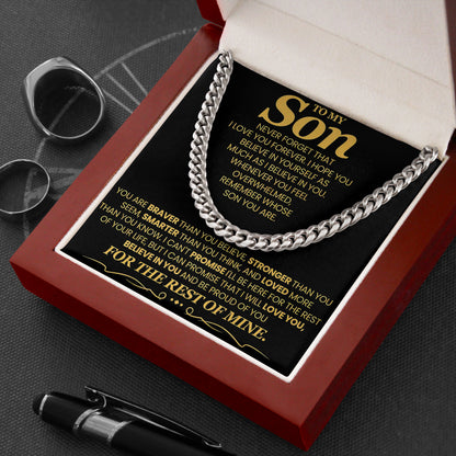 To My Son Cuban Chain Necklace Gift for Birthday and Anniversary