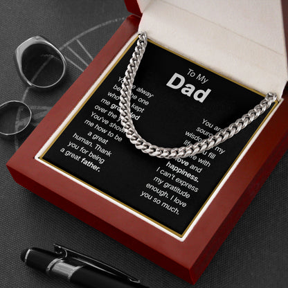 To My Dad Necklace Gift for Father Cuban Link Chain Jewelry