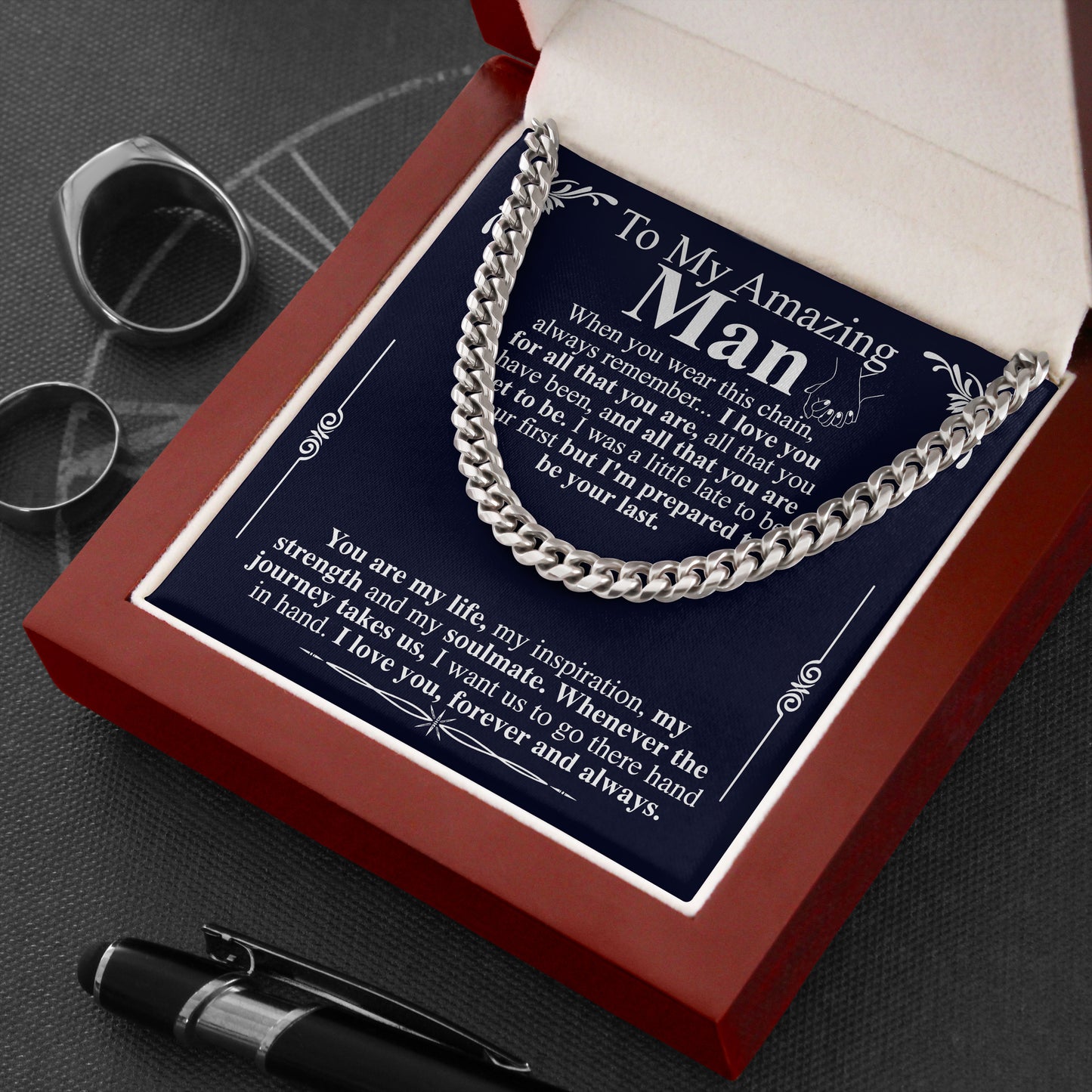 To My Amazing Man Cuban Link Chain Necklace