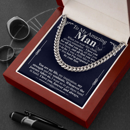 To My Amazing Man Cuban Link Chain Necklace