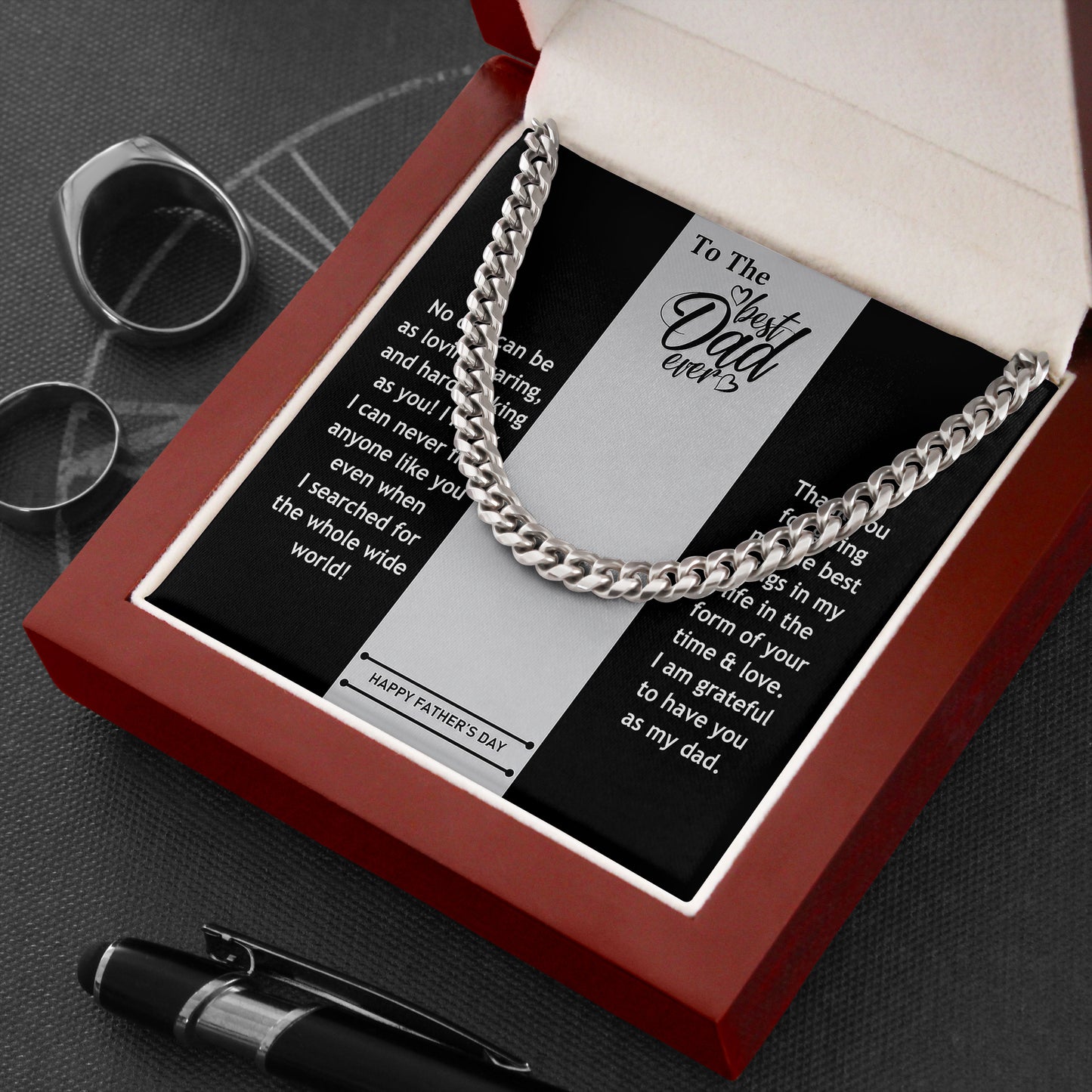 To The Best Dad Ever Necklace Gift Father Cuban Link Chain