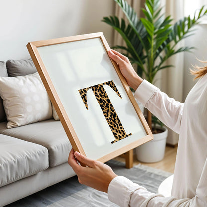Letter T Leopard Initial Poster