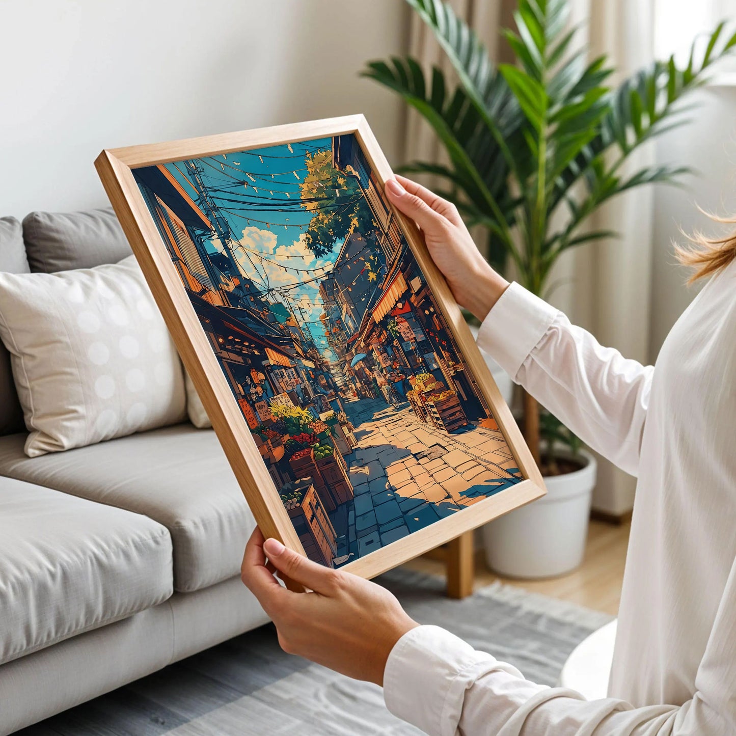 Japanese Morning Market Street Poster