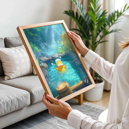Psyduck Finds Serenity in a Hot Spring Poster