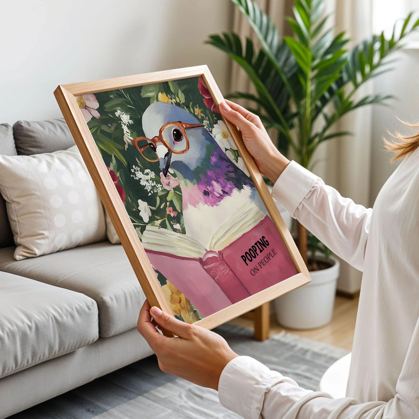 Humorous Pigeon Reading Book Art Print