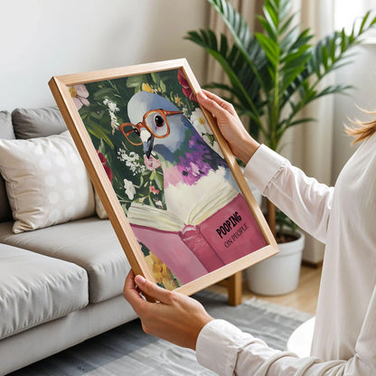 Humorous Pigeon Reading Book Art Print