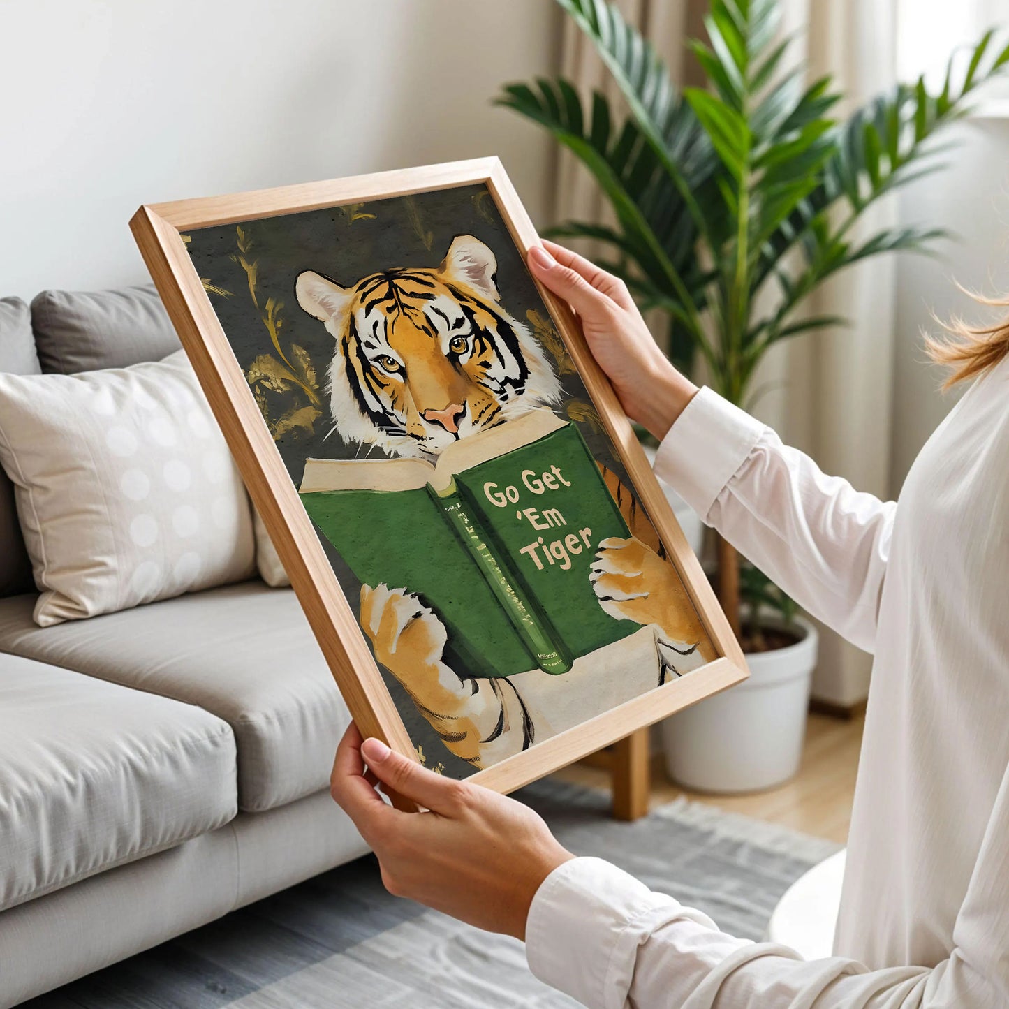 Tiger Reading Book Poster