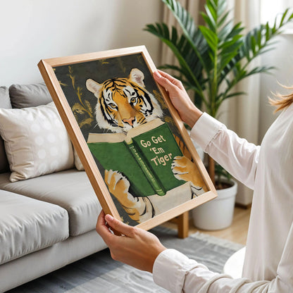 Tiger Reading Book Poster