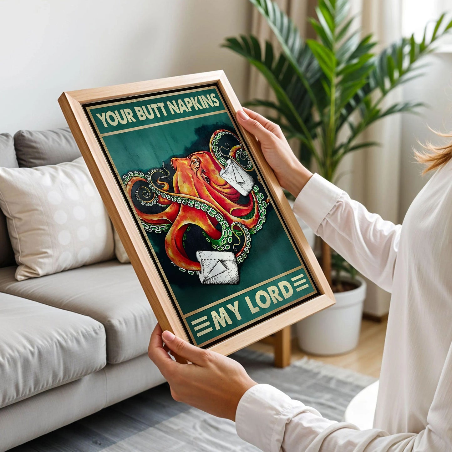 Octopus Toilet Paper Funny Poster