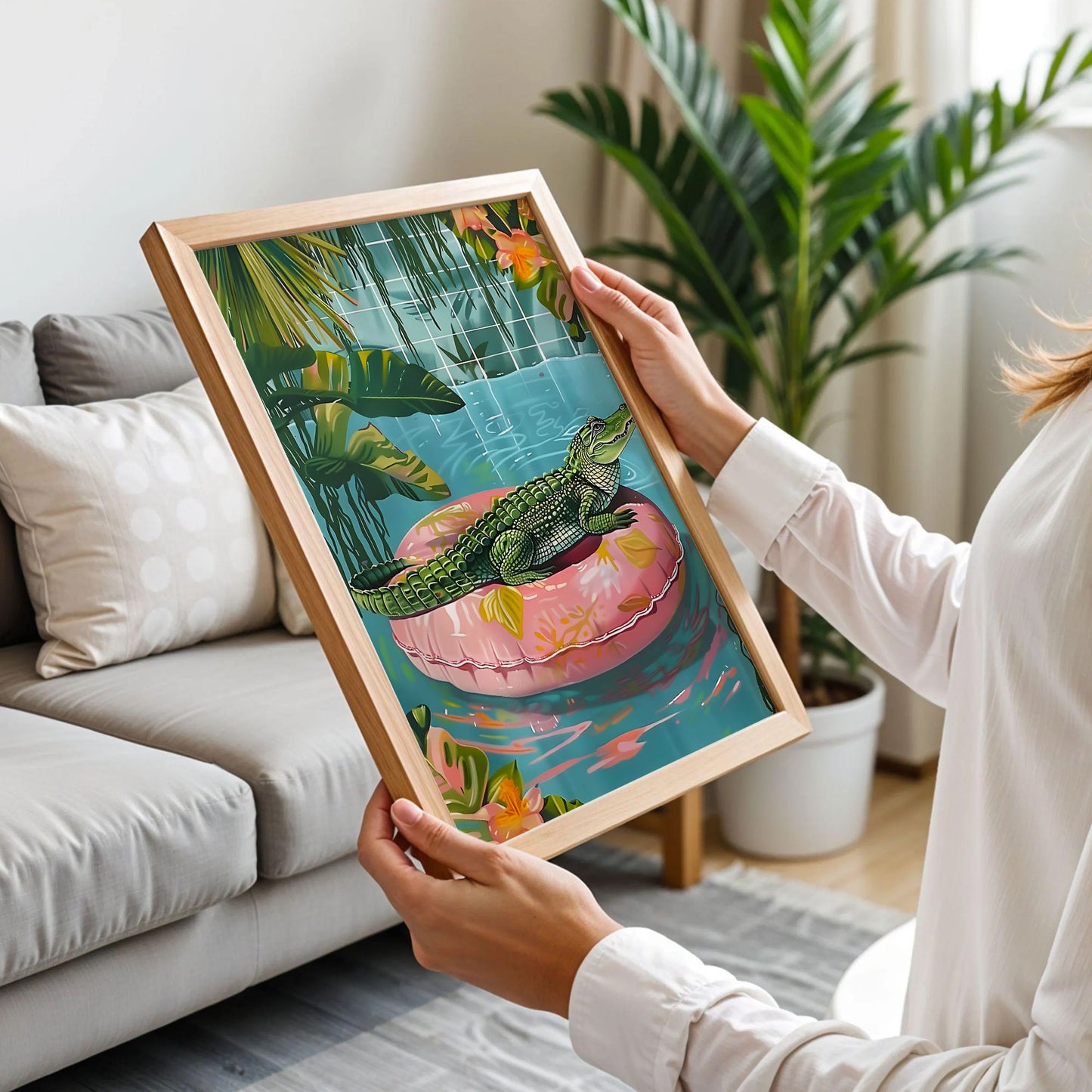 Alligator on a Pool Float Print