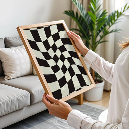 Black and Cream Checkered Art Print