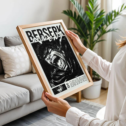 Black and White Berserk Manga Panel Art Print
