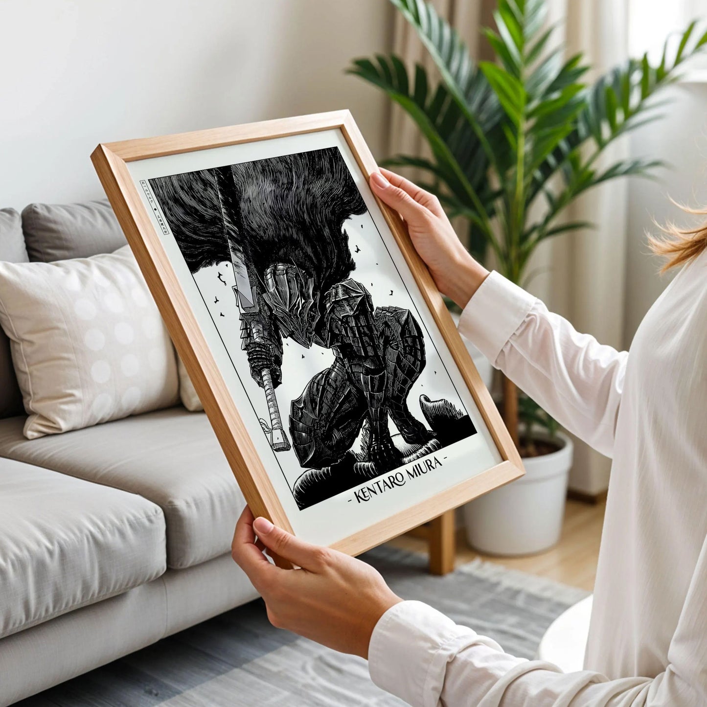 Berserk Guts Armor Black & White Metal Poster