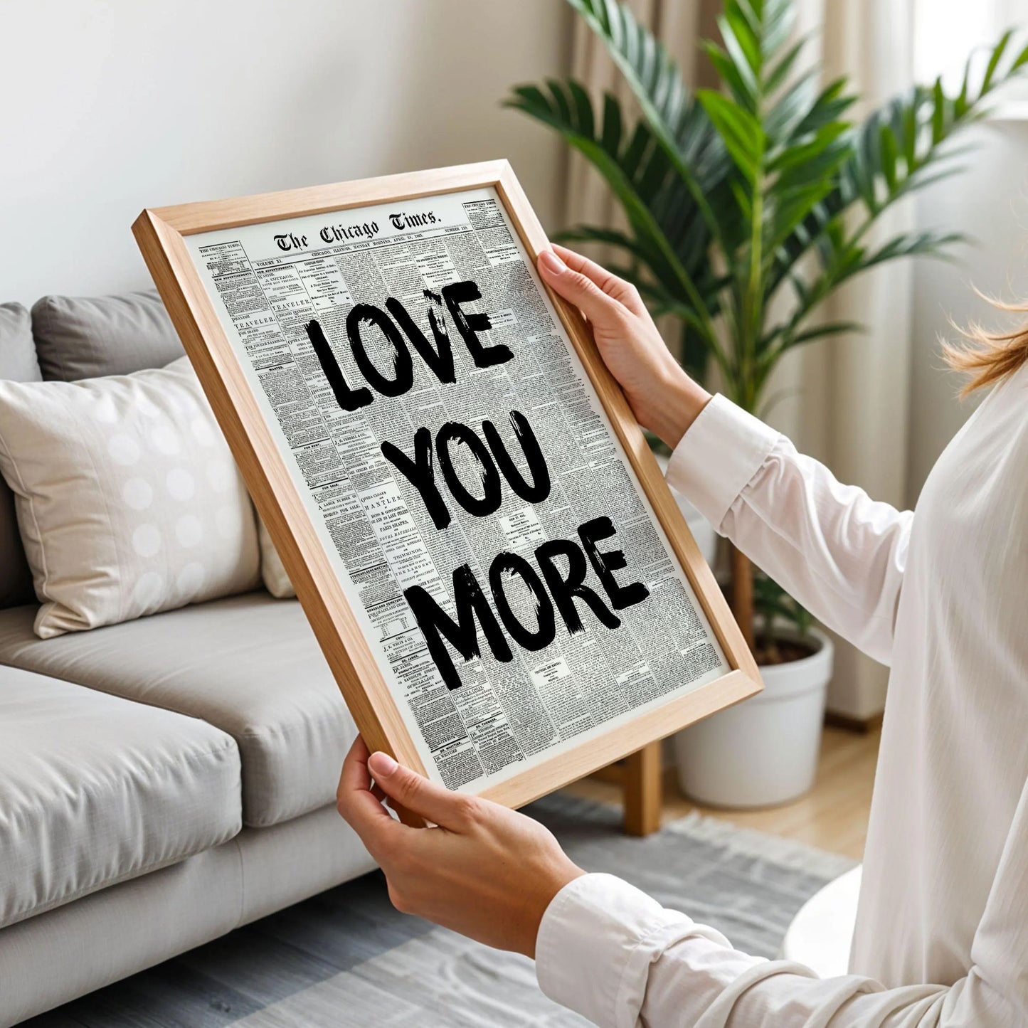 Love You More Newspaper Print Art