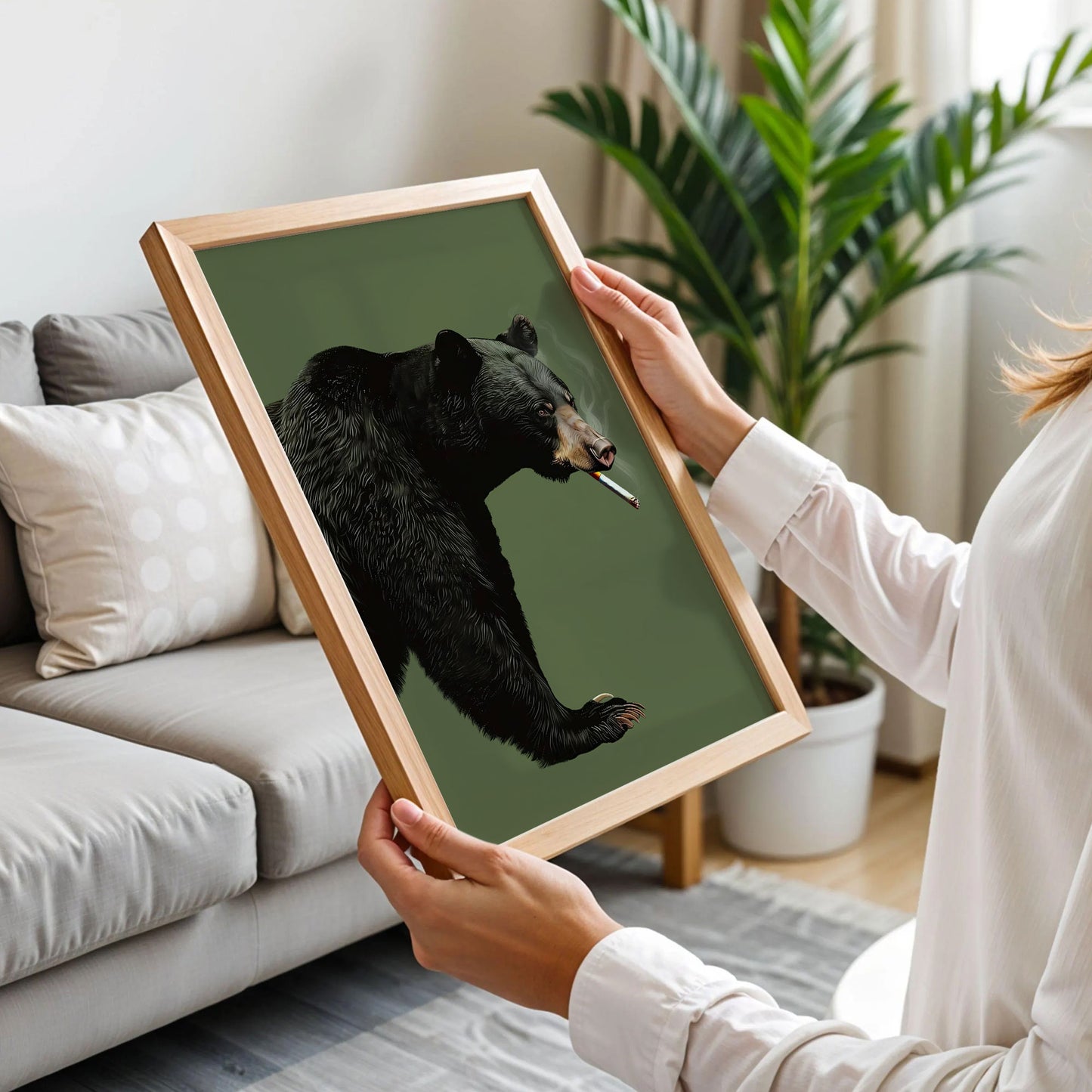 Funny Bear with Cigarette Poster