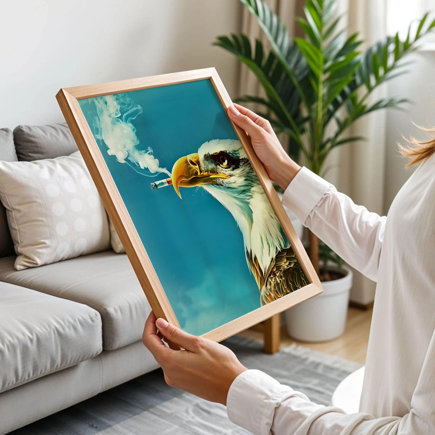 Smoking Eagle With Cigarette Poster