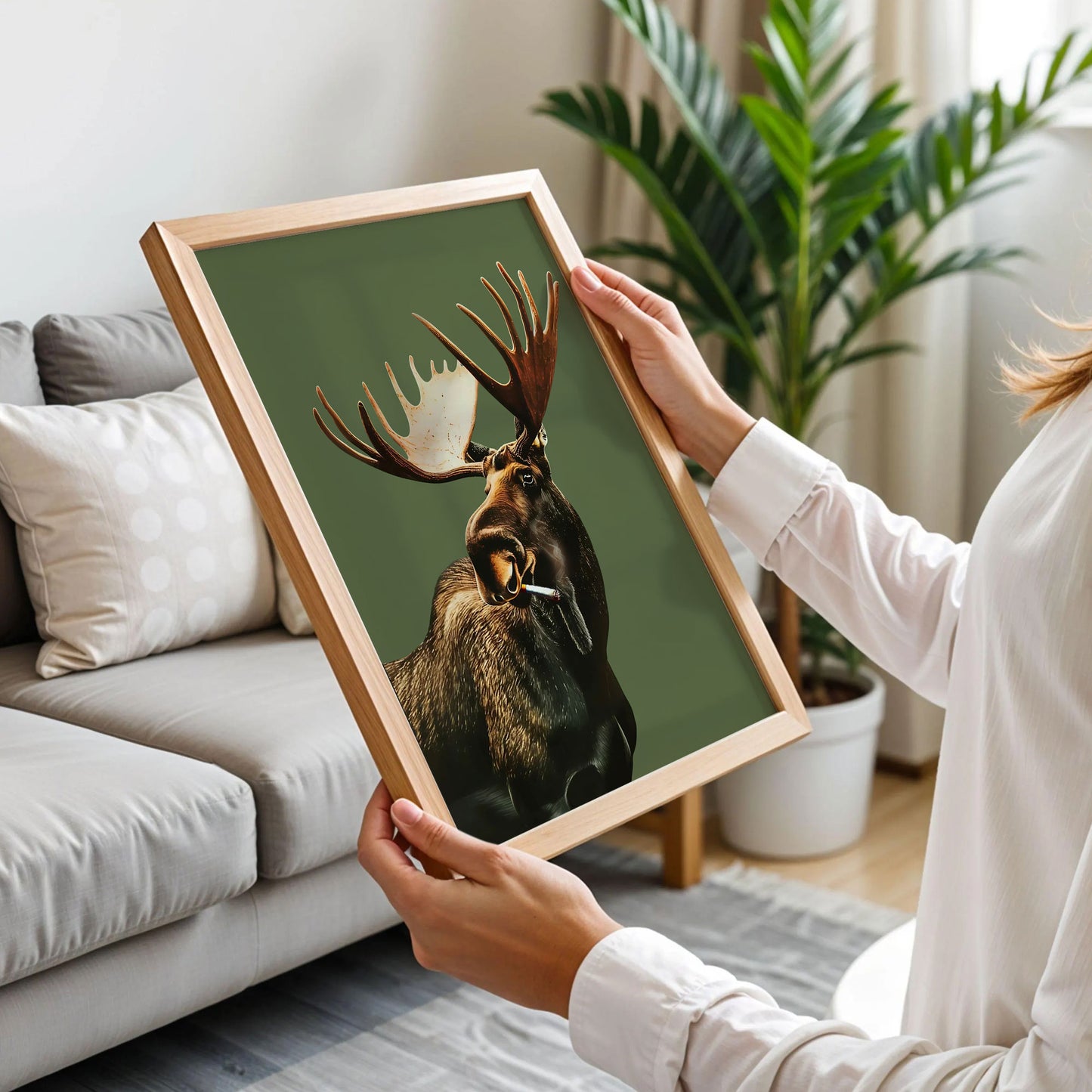Funny Moose Smoking Poster