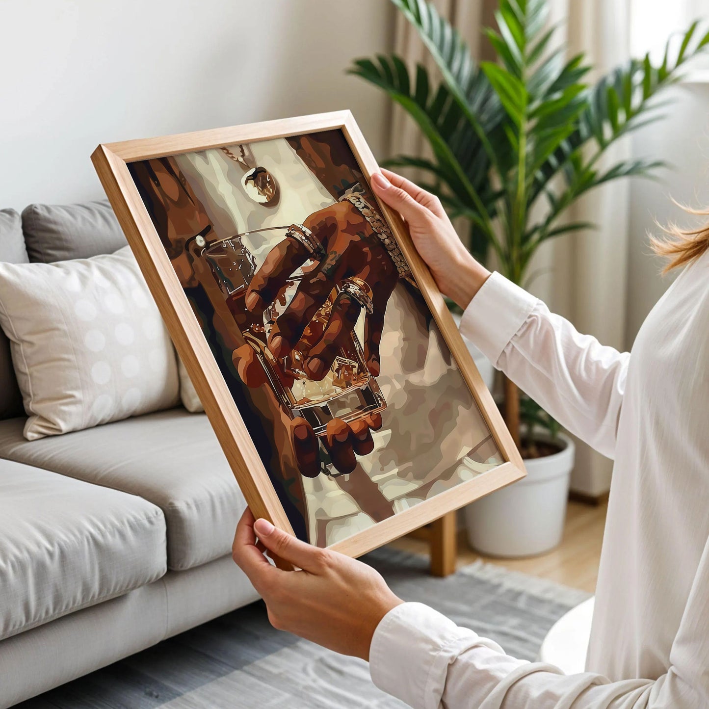 Whiskey Glass with Hand and Jewelry Poster