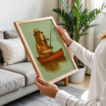 Basset Hound Fishing Art Print