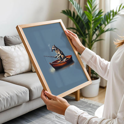 Funny Dog Fishing Poster