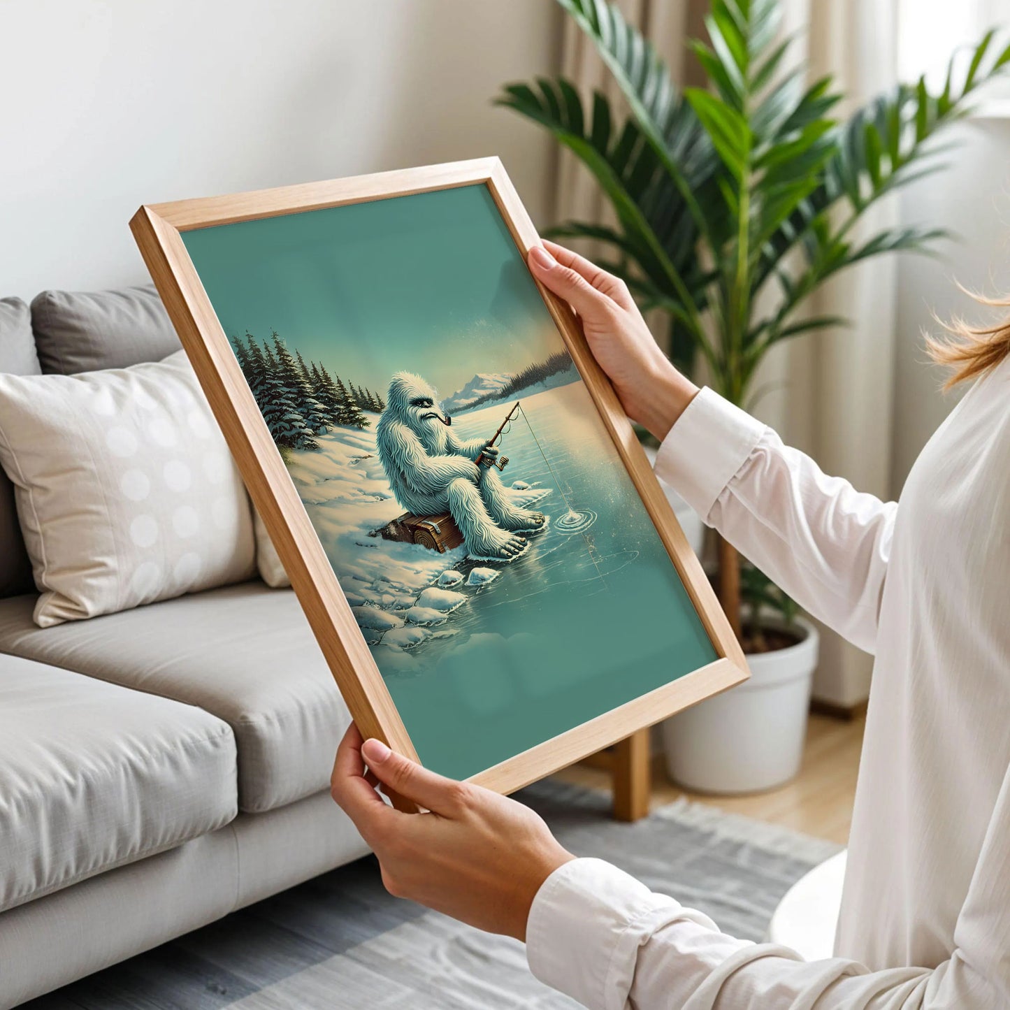 Funny Bigfoot Smoking Art Print
