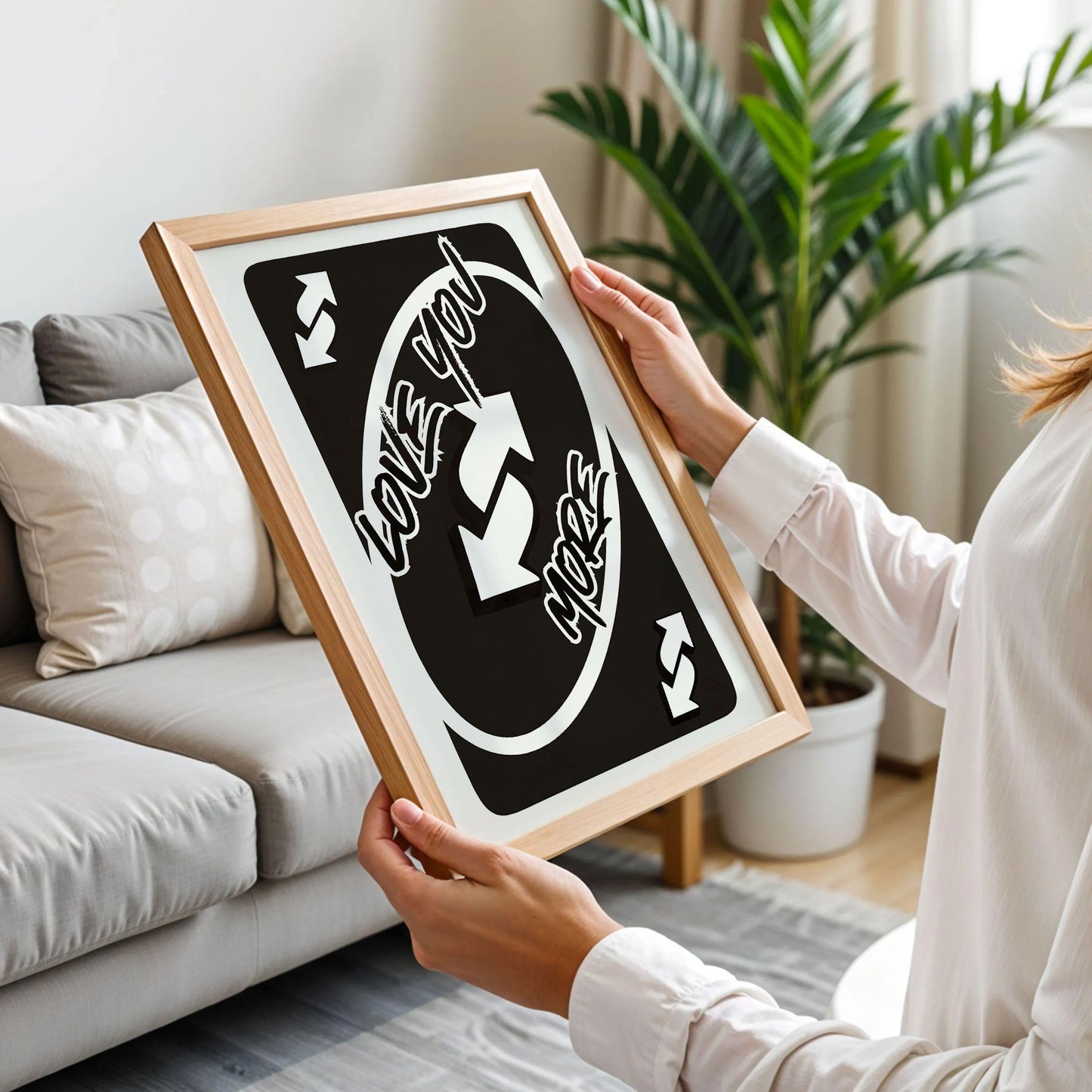 Love You More Uno Black Playing Card Poster