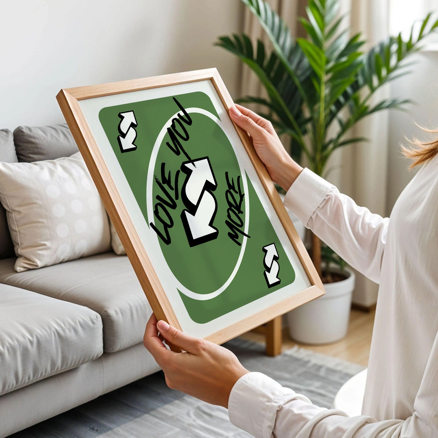 Love You More Uno Green Playing Card Poster
