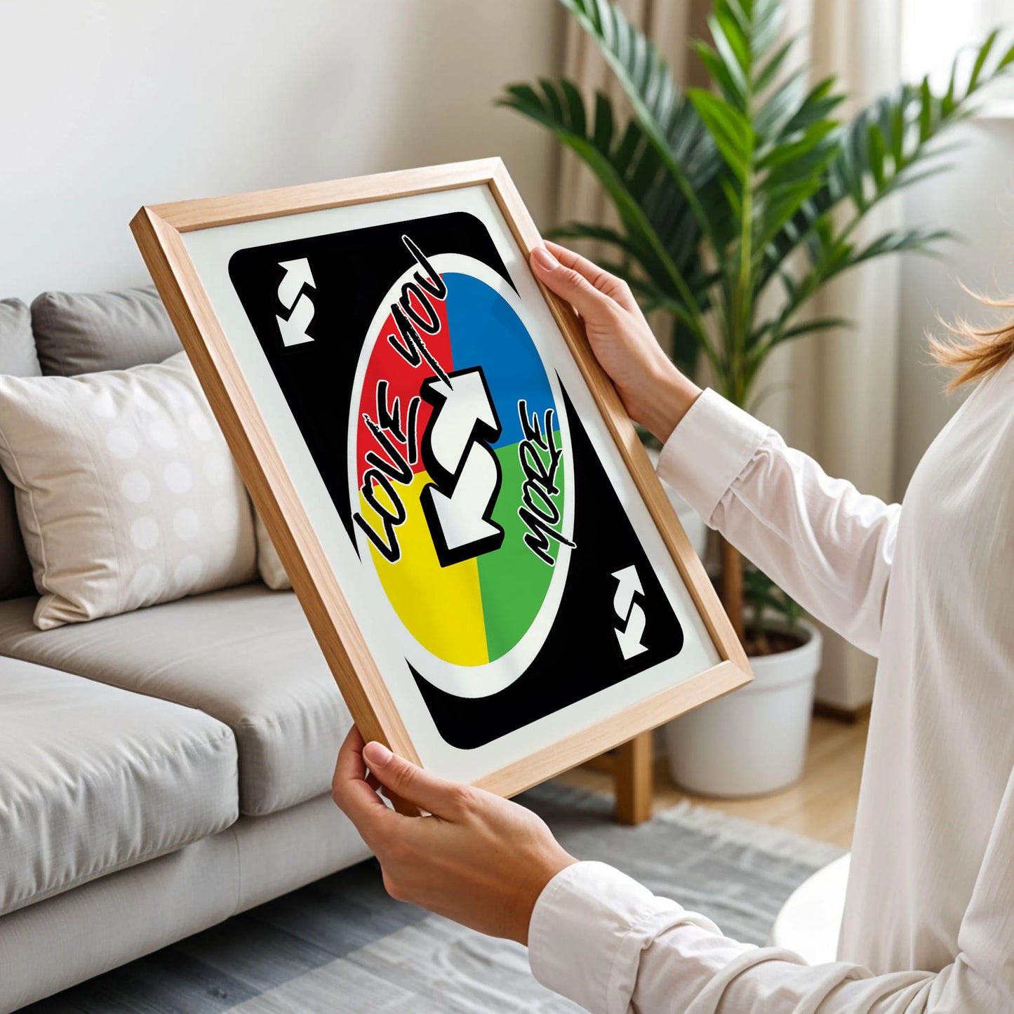 Love You More Uno Trendy Card Poster