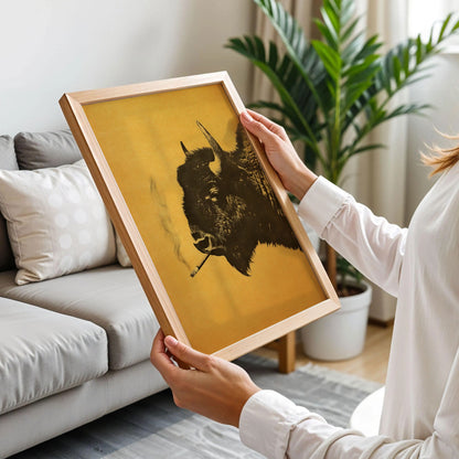 Bison Smoking a Cigarette Vintage Poster