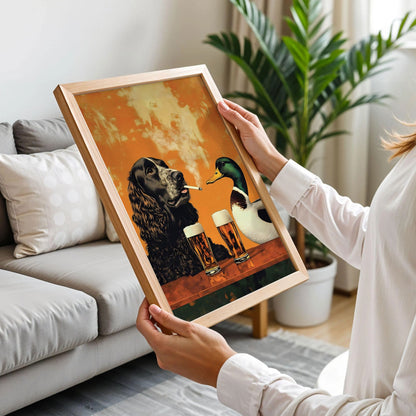 Vintage Springer Spaniel And A Mallard Poster