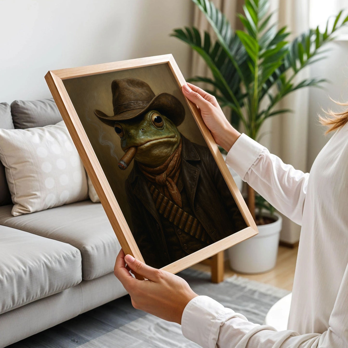 Smoking Cowboy Frog Wall Art