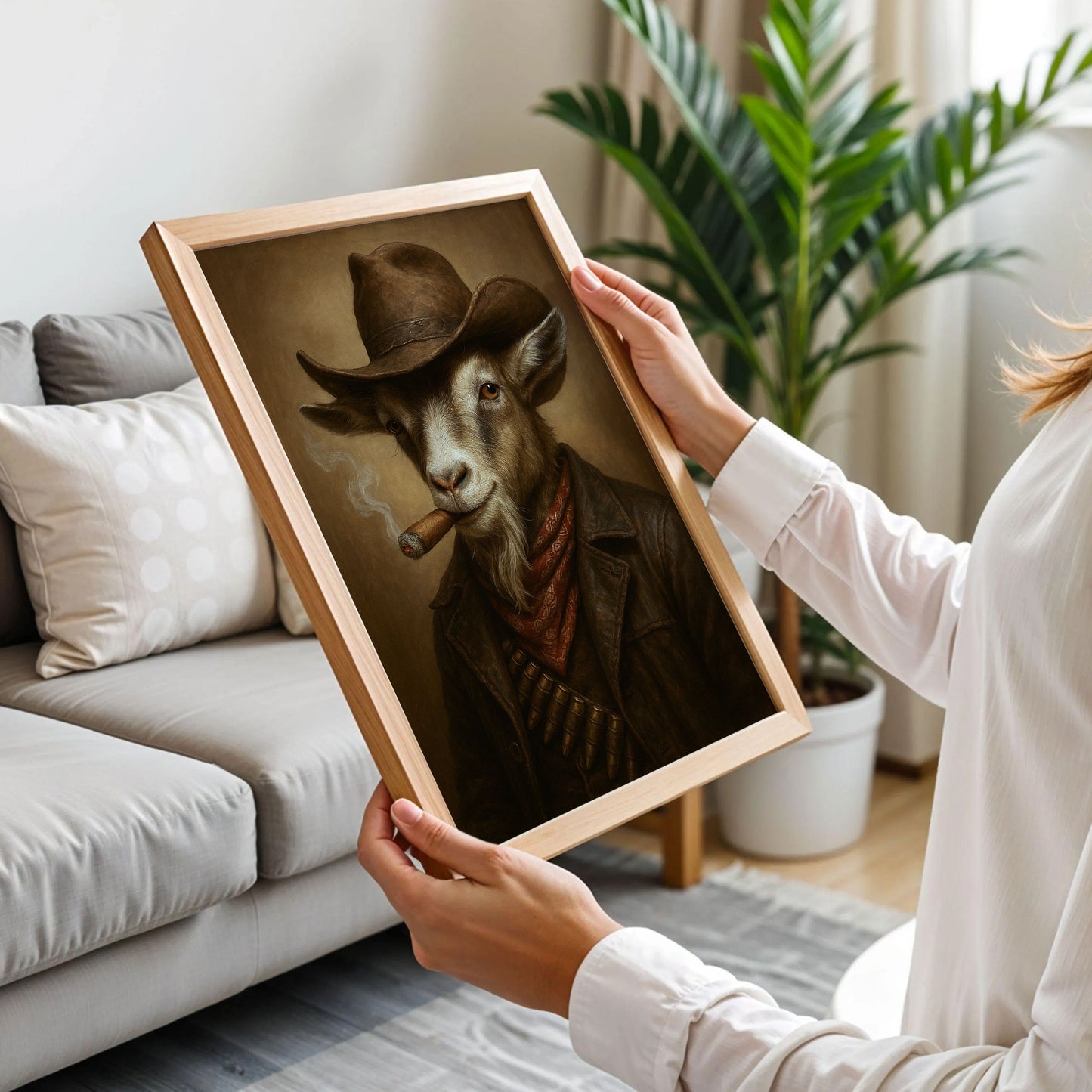 Goat Cowboy Hat Art