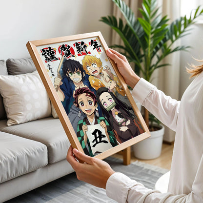 Demon Slayer Tanjiro, Nezuko, Inosuke, and Zenitsu Poster