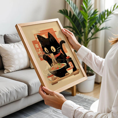 Hungry Black Cat Ramen Poster