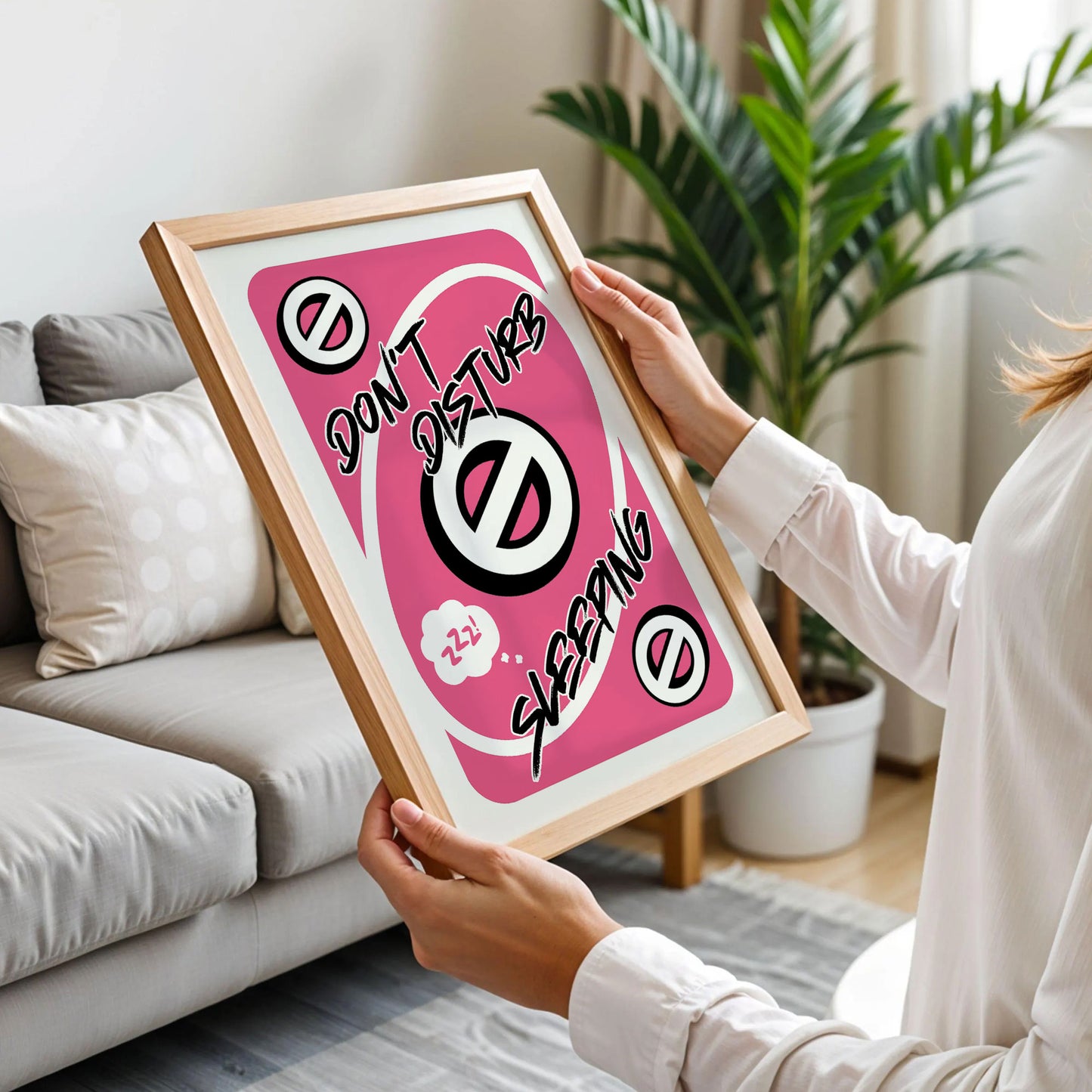 Don't Disturb Sleeping Pink Uno Reverse Card Poster