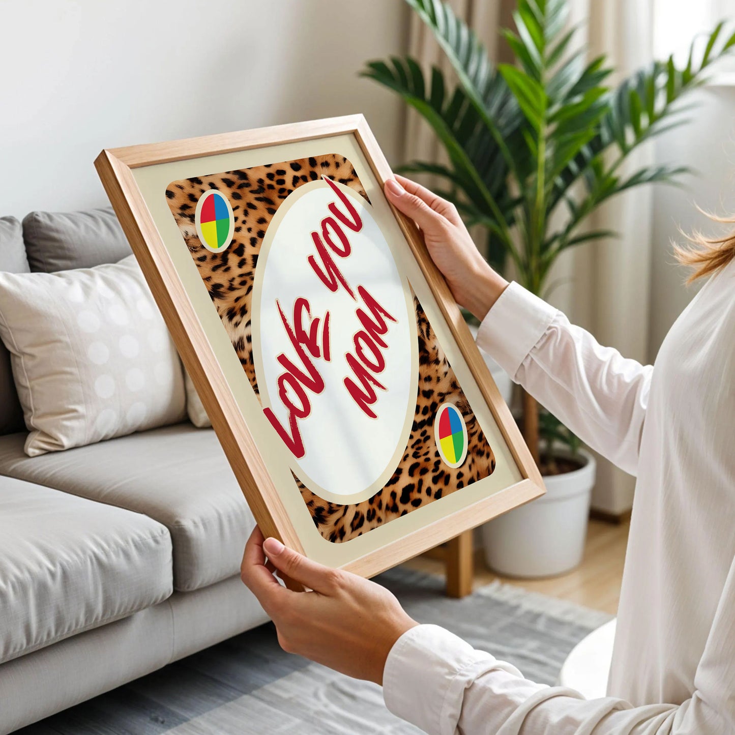 Love You Mom UNO Card Leopard Poster