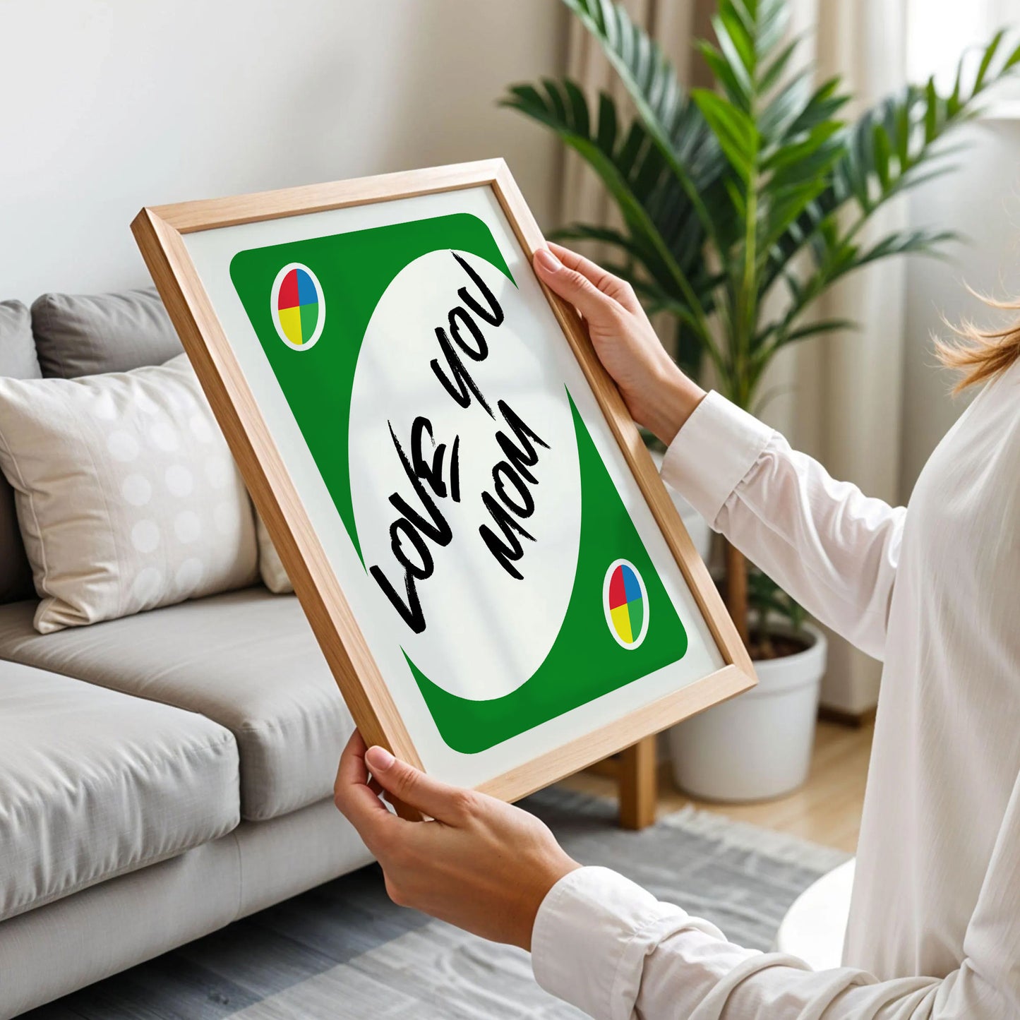Love You Mom Reverse UNO Green Card Poster