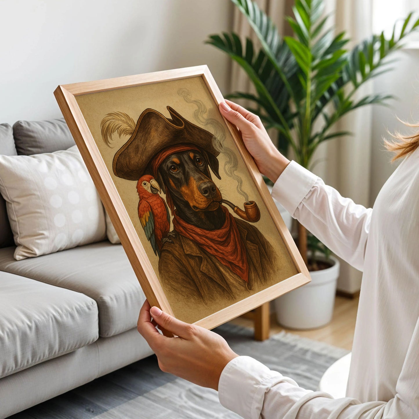 Doberman Cowgirl Hat Print Art
