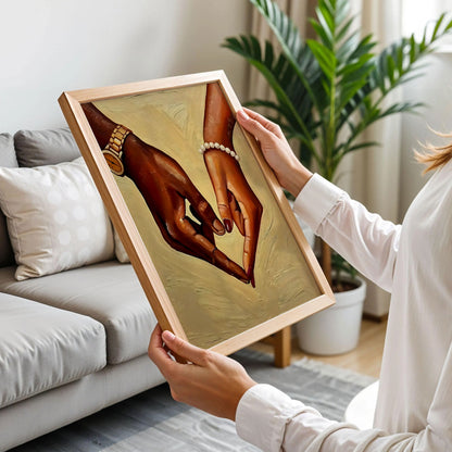 Black Couple Holding Hands Poster