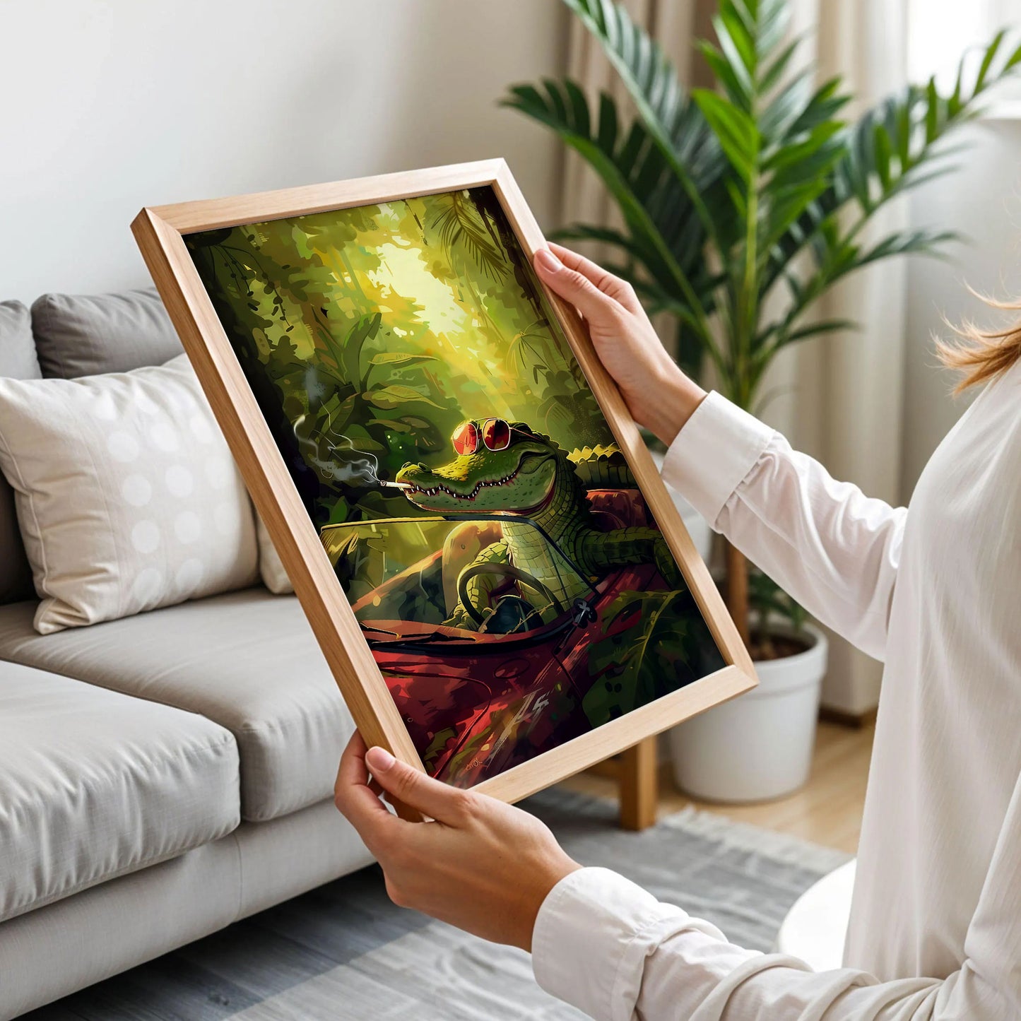 A Crocodile Swerving In The Swamp Poster