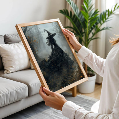 Foggy Halloween Witch Autumn Woodland Art