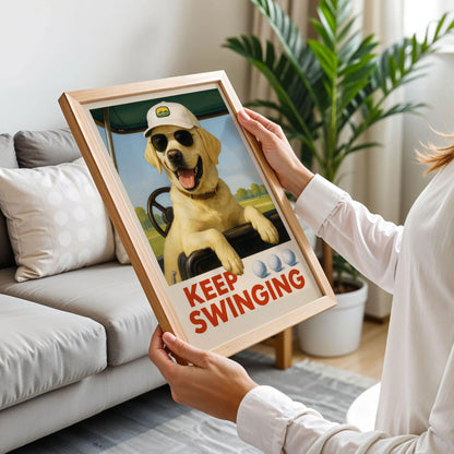 Golden Retriever Golf Art Print