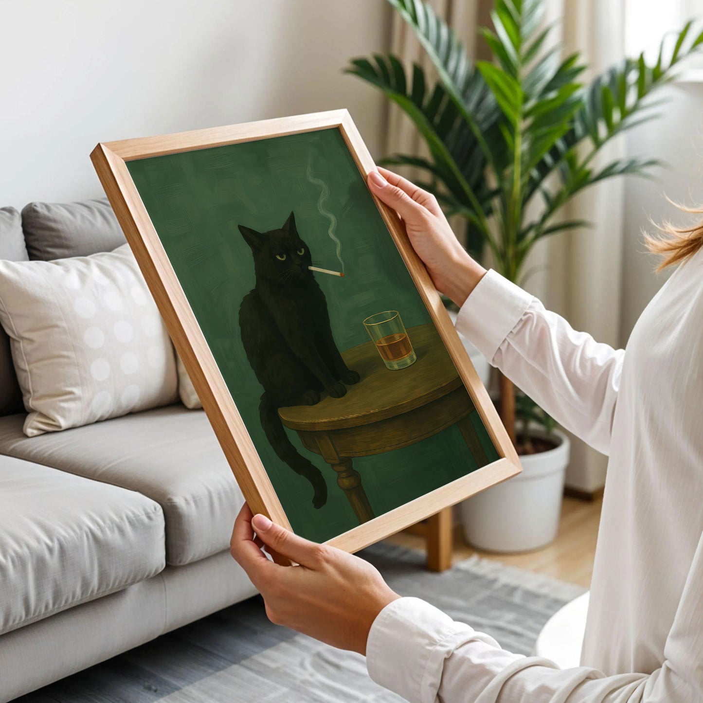 Smoking Black Cat Poster