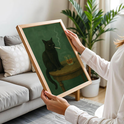 Smoking Black Cat Poster