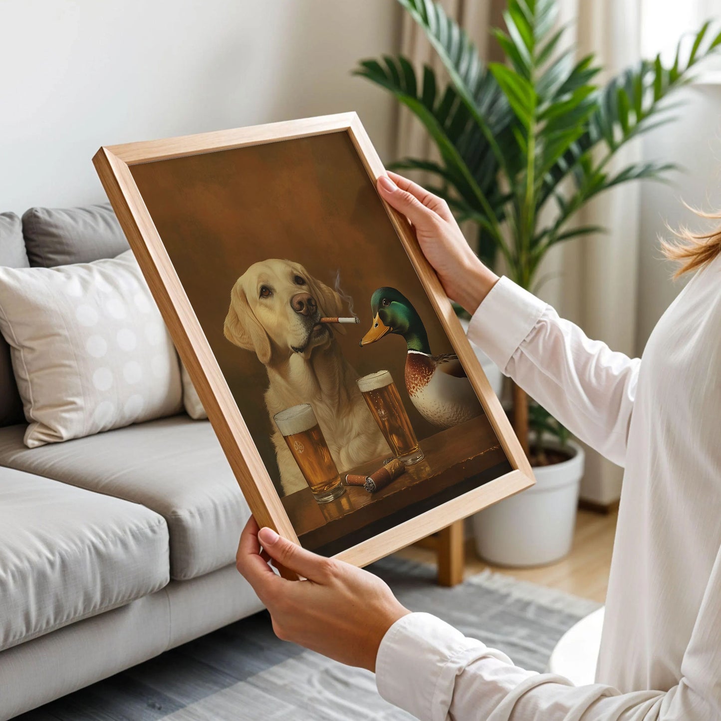 A Labrador Retriever and a Mallard Duck Cabin Wall Decor