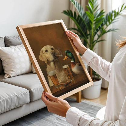 A Labrador Retriever and a Mallard Duck Cabin Wall Decor
