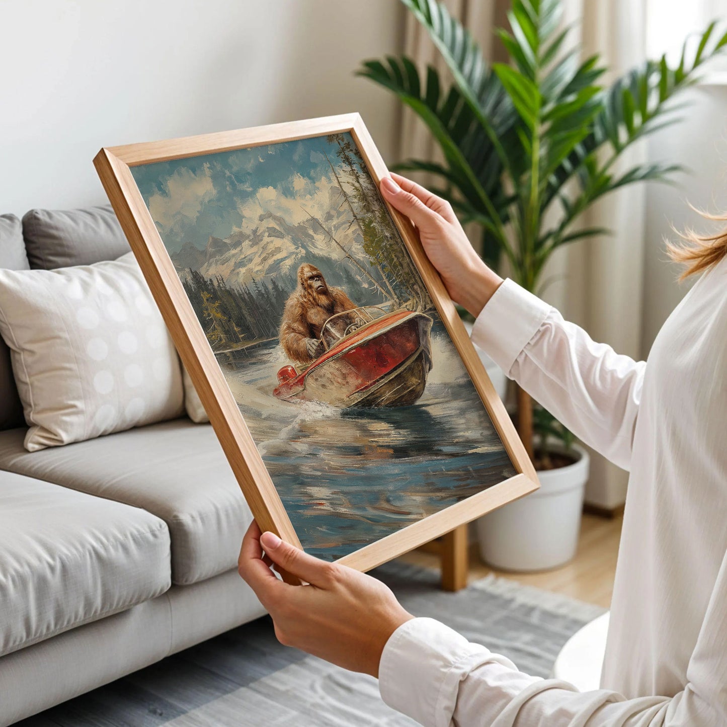Sasquatch Motorboat Art Print