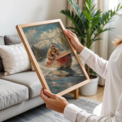 Sasquatch Motorboat Art Print